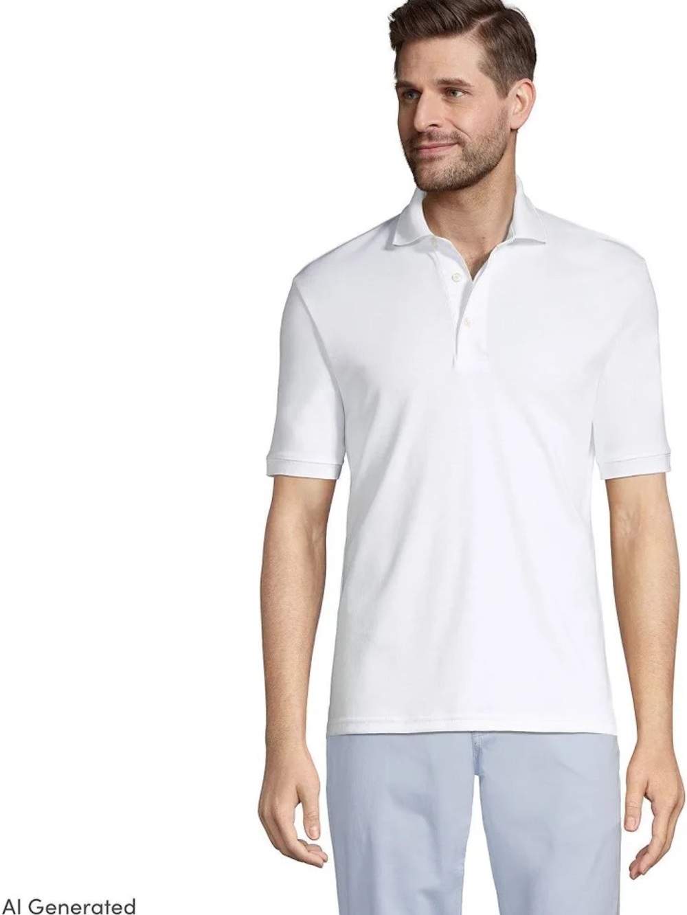 NWT Lands’ End Sport Men’s XL White Polo Shirt Classic Golf Work Polo